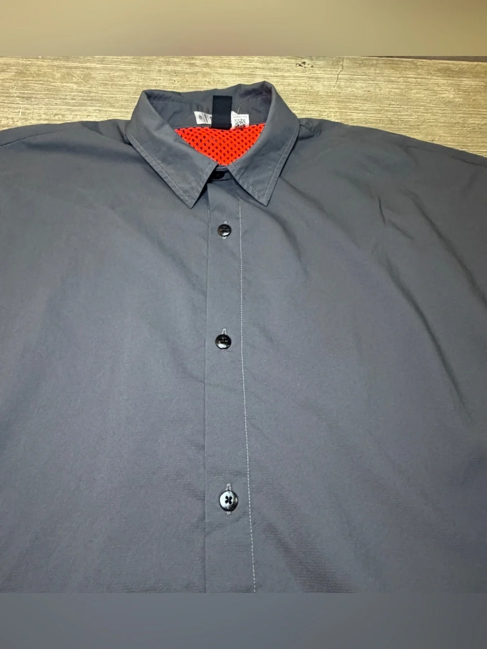 Adidas City Escape Premium  gray Button down Shirt with orange mesh mens small